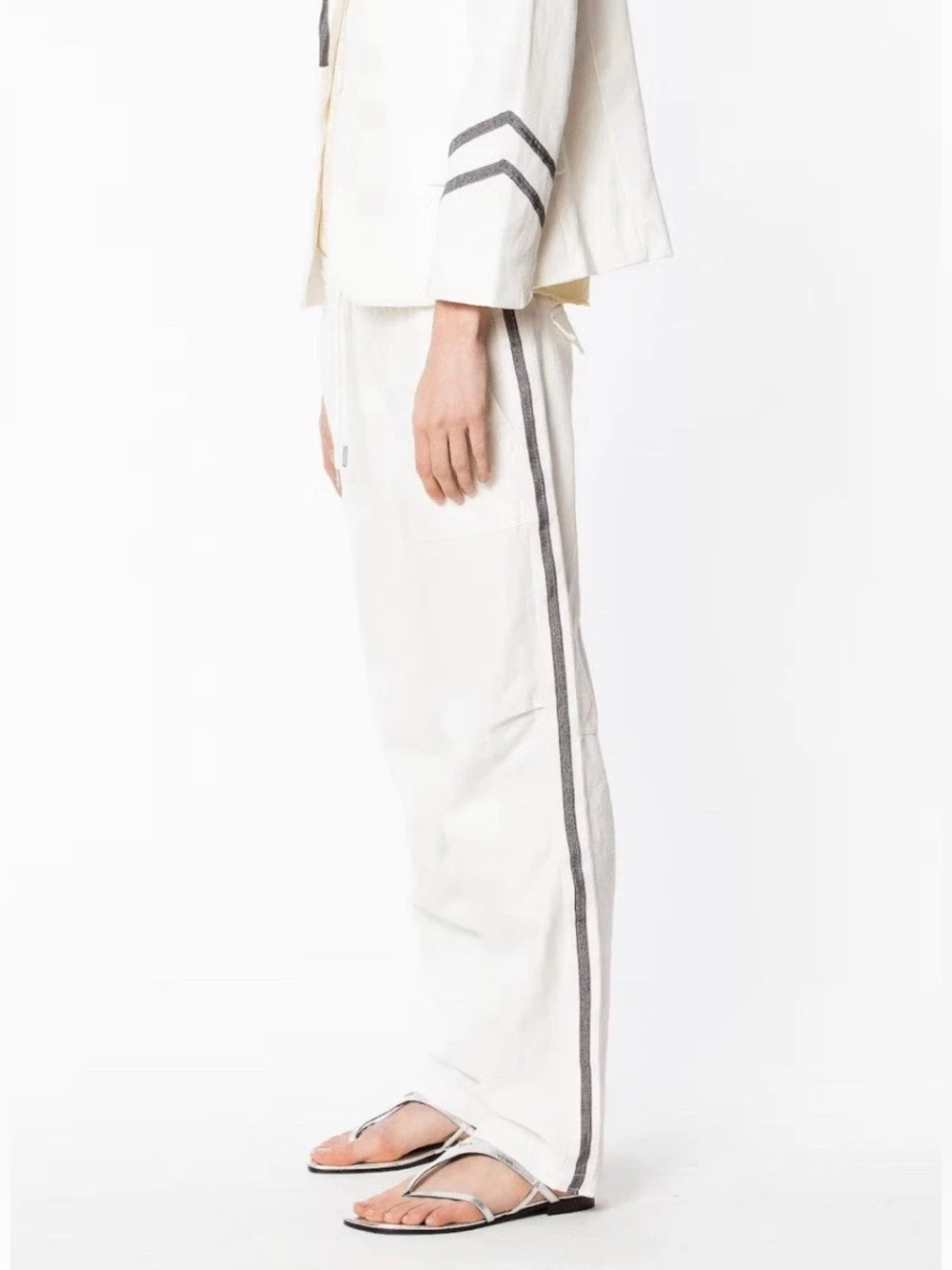 Zadig & Voltaire SIZE 38 Parco Trousers Eggshell Metallic Charcoal
